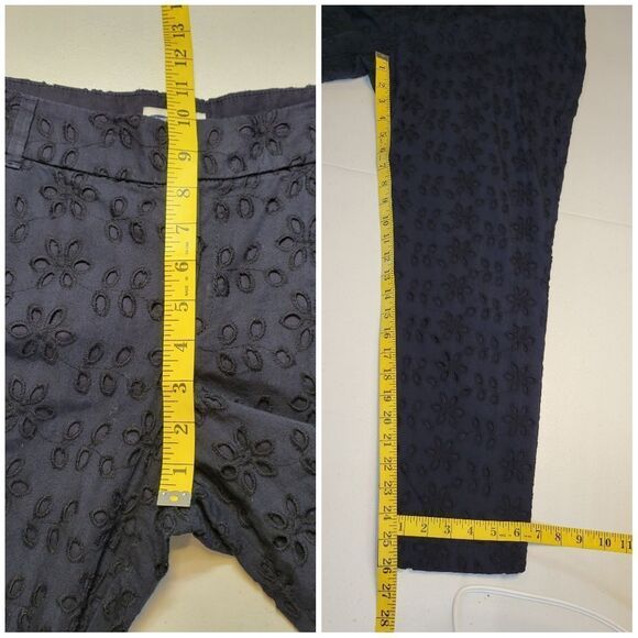 Old Navy The Diva Blue Eyelet Cutwork Floral Patterned Women's Cropped Pants - Picture 8 of 9
